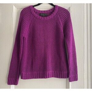 Rag & Bone Kendall Raglan Crew XS Vibrant Purple Chunky Knit Sweater Cotton